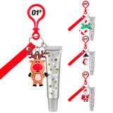 4 Colors Christmas Gift Tube Lip Balm Elk Snowman Pendant