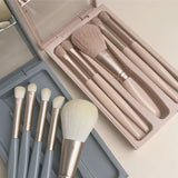 4-Color Travel Portable Makeup Brush Set With Mirror