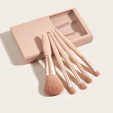 4-Color Travel Portable Makeup Brush Set With Mirror