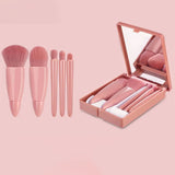 2 Colors Portable Mirror 5 Piece Makeup Brush Set For Beginners