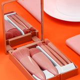 2 Colors Portable Mirror 5 Piece Makeup Brush Set For Beginners