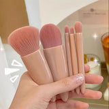 2 Colors Portable Mirror 5 Piece Makeup Brush Set For Beginners