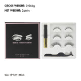 Three Pairs Of Magnetic Eyeliner Glue Eyelashes Set