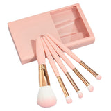 4-Color Travel Portable Makeup Brush Set With Mirror