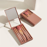 4-Color Travel Portable Makeup Brush Set With Mirror