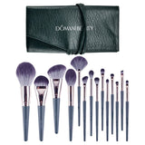 14pcs High Quality Emerald Green Makeup Brush Set (With Bag)